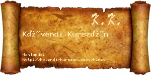 Kövendi Kurszán névjegykártya